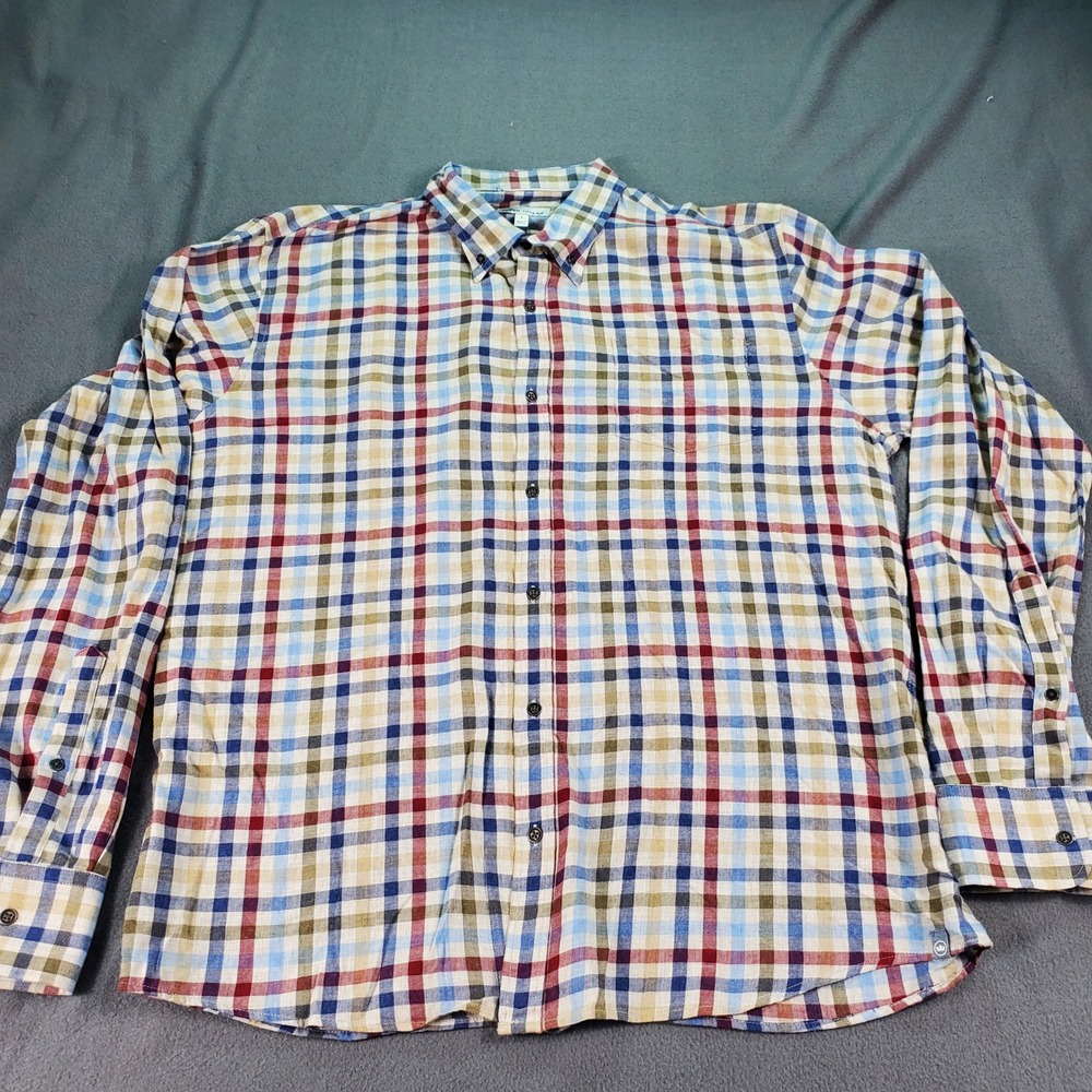Peter Millar Mens Large Plaid Button Down Shirt Multi Color Cotton Long Sleeve - Picture 4 of 7
